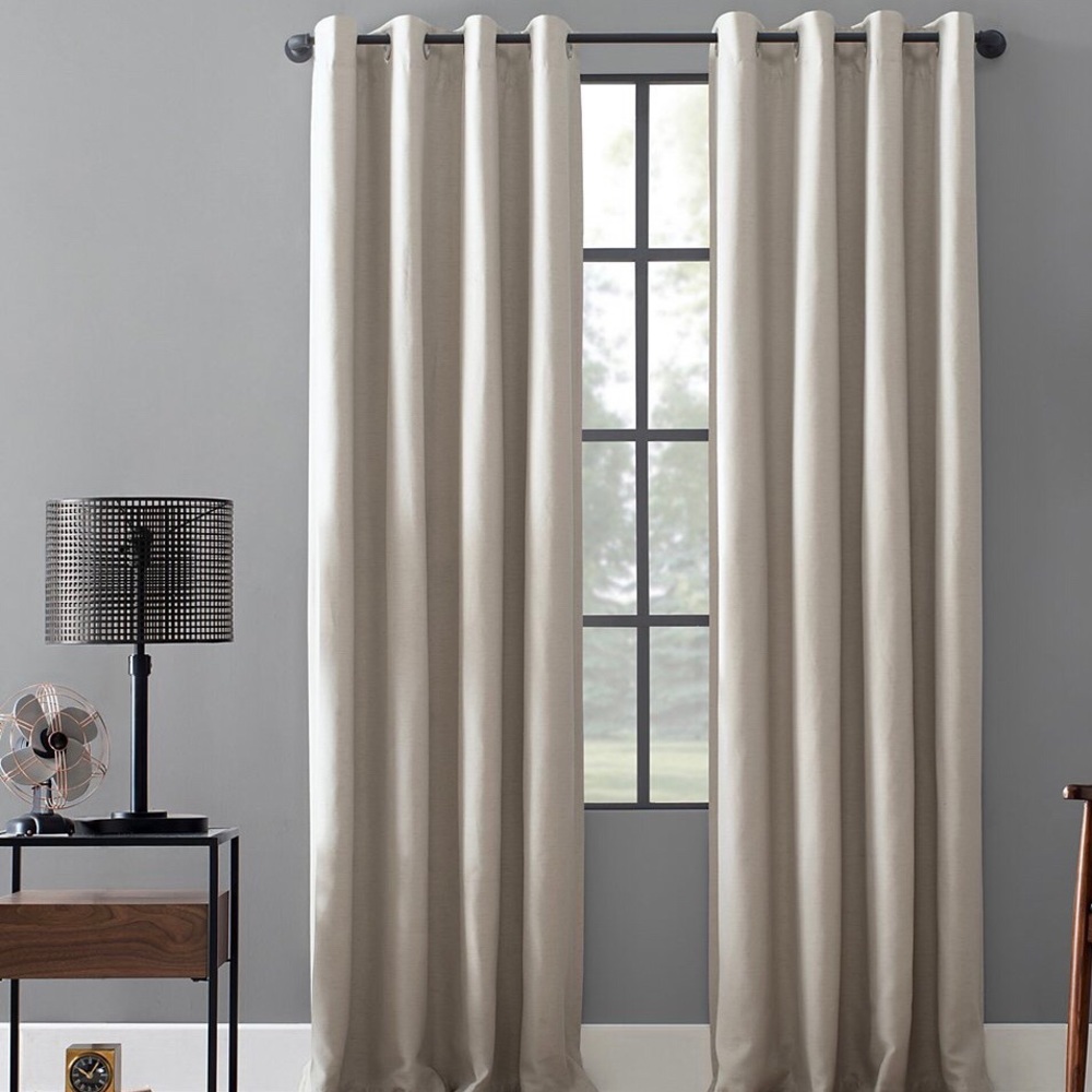 Archaeo Linen Blend 100%  Blockout - 95 IN Grommet Top Window Curtain In Pearl